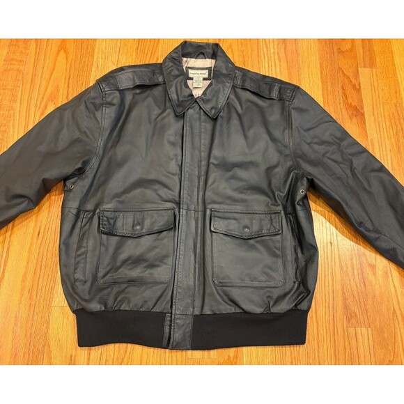 Scandia Woods Other - SCANDIA WOODS Leather Jacket Mens Size Large Black Bomber Motorcyle Fully Lined